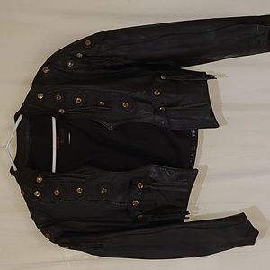 Vintage Bristol Golden Crown studded leather open crop style coat size m medium